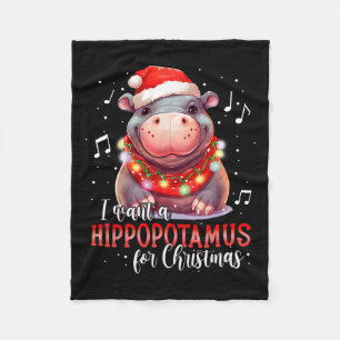 Manta Polar Quiero Hipopótamo Para Navidades Xmas Hippo Para