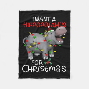 Manta Polar Quiero Hipopótamo Para Navidades Xmas Hippo Para