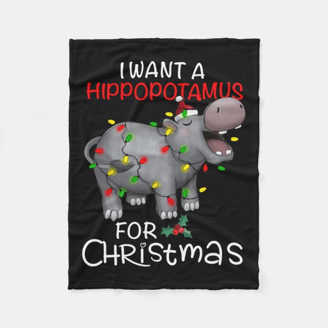 Manta Polar Quiero Hipopótamo Para Navidades Xmas Hippo Para (Anverso)