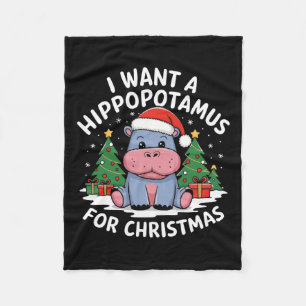 Manta Polar Quiero Hipopótamo Para Navidades Xmas Hippo Para