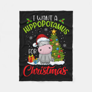 Manta Polar Quiero Hipopótamo Para Navidades Xmas Hippo Para