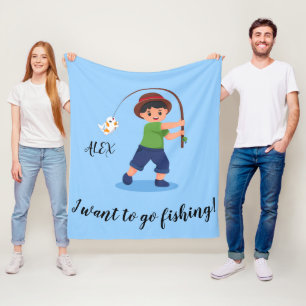 MANTA POLAR "QUIERO IR A PESCAR" BLANCO PARA NIÑOS