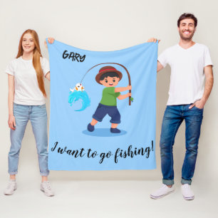 MANTA POLAR "QUIERO IR A PESCAR" BLANCO PARA NIÑOS
