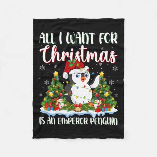Manta Polar Quiero Navidades Es Un Tre De Xmas Pingüino Empera (Anverso)