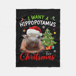 Manta Polar Quiero Navidades Hipopótamos Divertidos Hippo Moo 