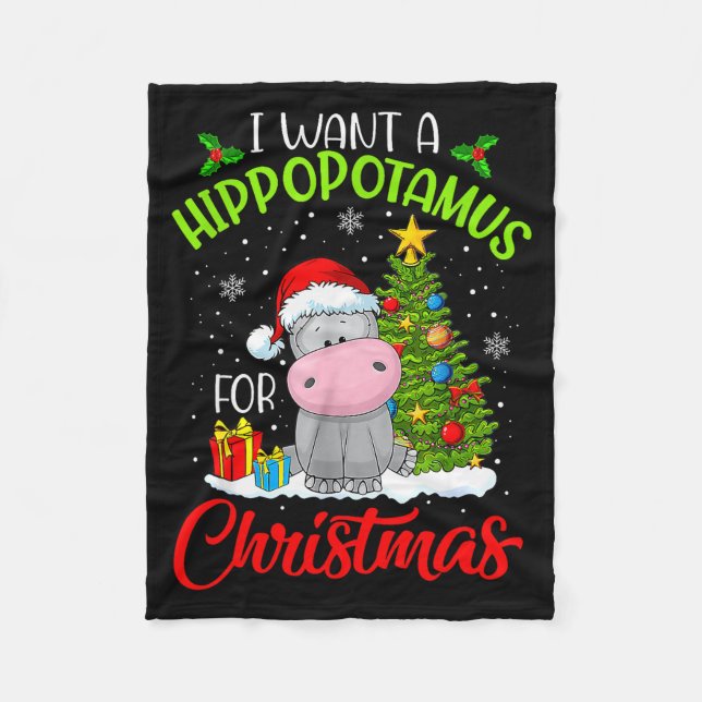 Manta Polar Quiero un hipopótamo para Navidad (Anverso)