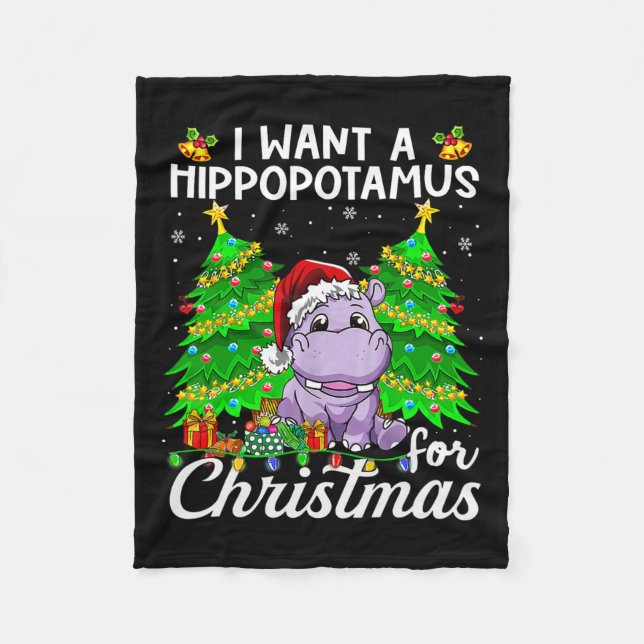 Manta Polar Quiero Un Hipopótamo Para Navidades Luces Santa H (Anverso)