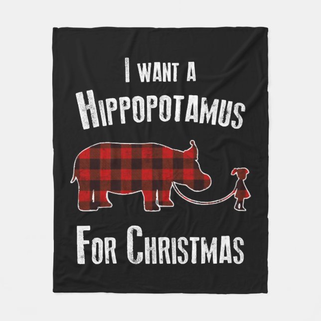 Manta Polar Quiero Un Hipopótamo Para Navidades Rojo (Anverso)