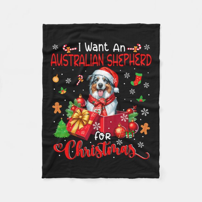 Manta Polar Quiero Un Pastor Australiano Para Navidades Santa (Anverso)