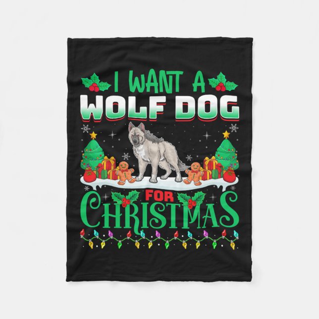Manta Polar Quiero Un Wolfdog Para Navidades Que Nieva A Wolf  (Anverso)