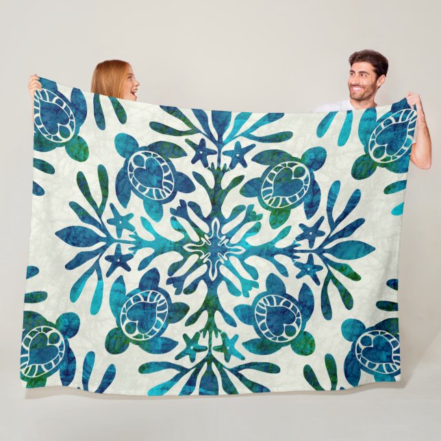 Manta Polar Quilt Honu hawaiano (tortuga marina) (In situ)