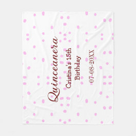 Manta Polar Quinceanera anos 15 años añadir puntos rosados