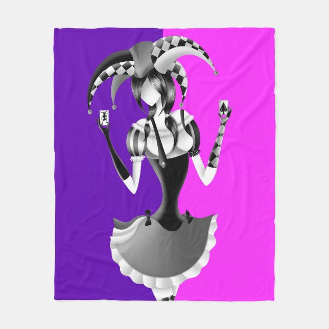Manta Polar Quirky Jester con cartas de juego (Anverso)