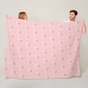 Manta Polar R /personalizado/ Monograma rosa estampado a lo la