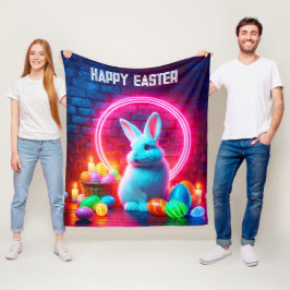 Manta Polar Rabbit Easter neon color rosa huevo círculo de fan