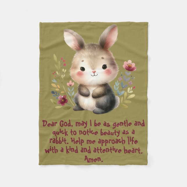 Manta Polar Rabbit Woodland Kids Christian Prayer sobre el ver (Anverso)