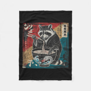 Manta Polar Raccoon Comer Ramen Fideos Japoneses Racoon Gracio