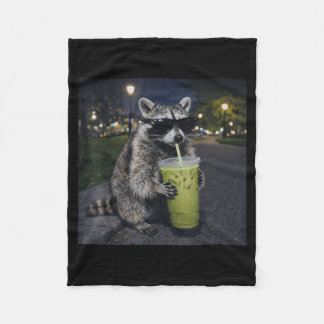 Manta Polar Raccoon drinking iced matcha latte funny animal
