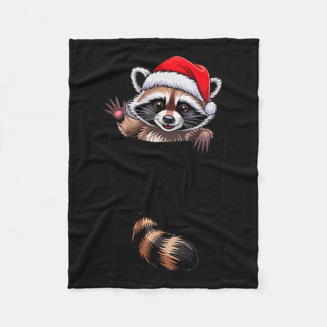 Manta Polar Raccoon In Cket Funny Xmas Santa Hat Graphic  (Anverso)