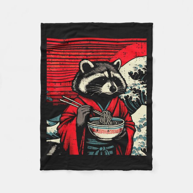 Manta Polar Raccoon Kimono Eating Ramen Japanese Food Art Men  (Anverso)