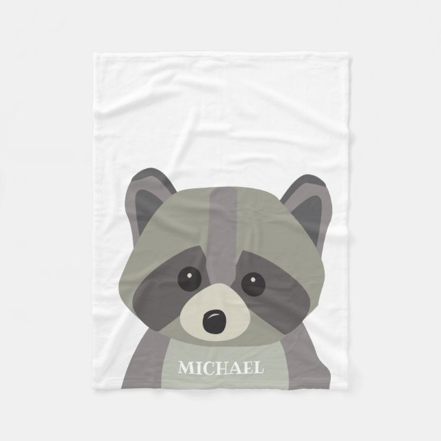Manta Polar Raccoon moderno personalizado bebé (Anverso)