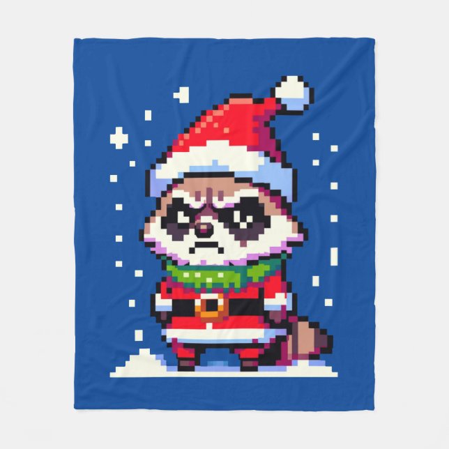 Manta Polar Raccoon Navidades Grumpy - Festividad divertida de (Anverso)