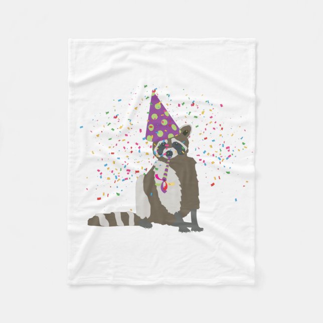Manta Polar Raccoon Partying - Animales que tienen un Fiesta (Anverso)