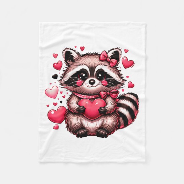 Manta Polar Raccoon Valentine Hearts  (Anverso)