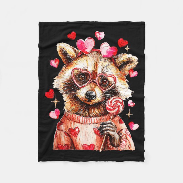 Manta Polar Raccoon Valentines Day Funny Feral Raccoon Love He (Anverso)