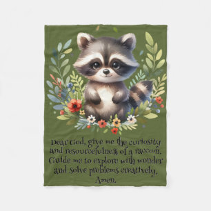 Manta Polar Raccoon Woodland Kids Christian Prayer sobre el ve