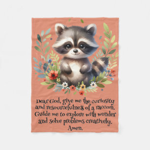 Manta Polar Raccoon Woodland Niños Oración Cristiana en Rosa  