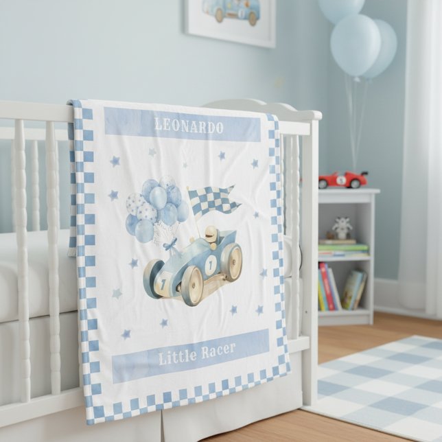 Manta Polar Racing Car Checkered Blue Flag Little Racer (Subido por el creador)