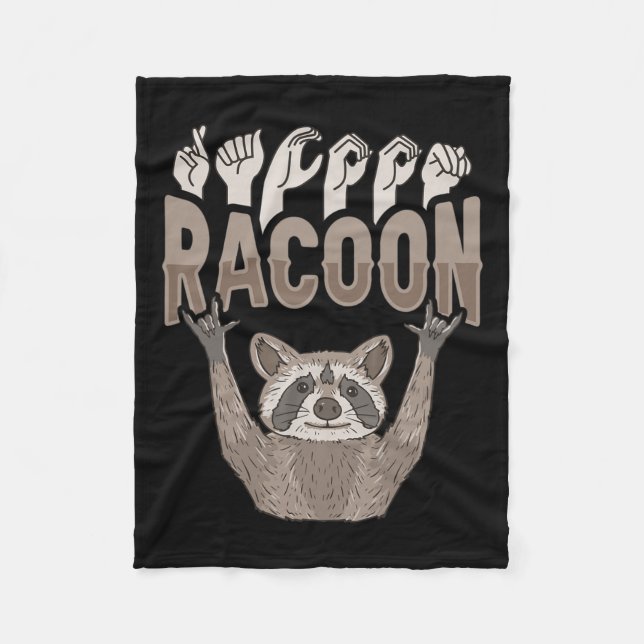 Manta Polar Racoon Asl Gesto Gesto Oído Sordo Aviso De Pérdida (Anverso)