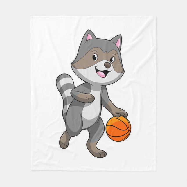 Manta Polar Racoon como jugador de baloncesto con baloncesto (Anverso)