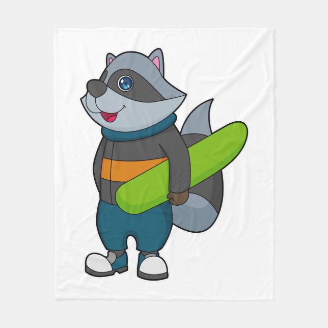 Manta Polar Racoon como Snowboard con Snowboard (Anverso)