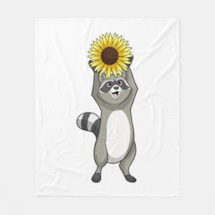 Manta Polar Racoon con girasol