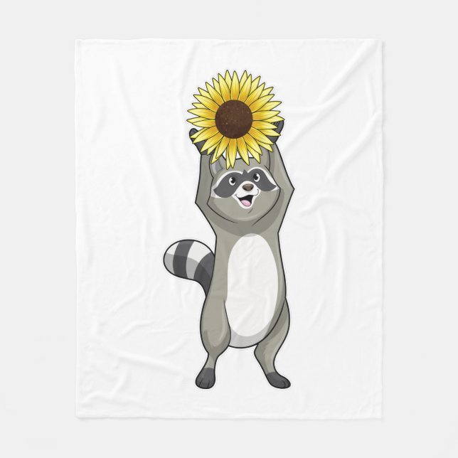Manta Polar Racoon con girasol (Anverso)