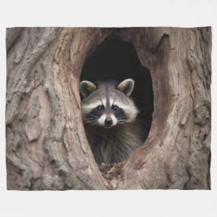 Manta Polar Racoon en la cueva del árbol