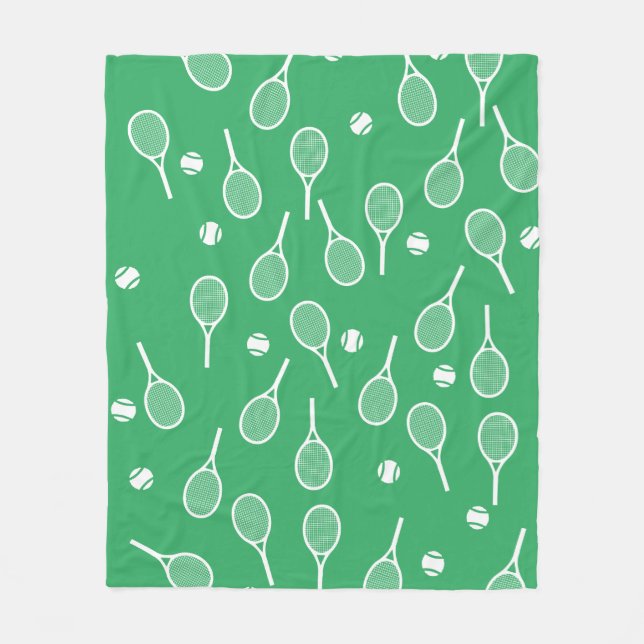 Manta Polar Racquets Guay White Retro Patrón Verde (Anverso)