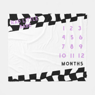 Manta Polar "Rad Little Babe" Check Milestone Fleece Blanket