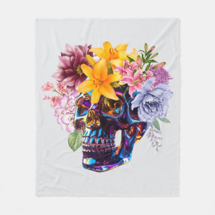 Manta Polar "Radiancia de cráneo floral"