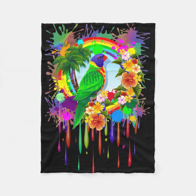 Manta Polar Rainbow Lorikeet Parrot Fleece_Blanket (Anverso)