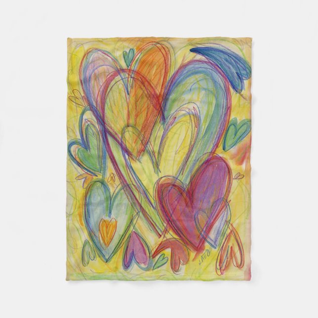 Manta Polar Rainbow Love Hearts Soft Fleece Throw Blankets (Anverso)
