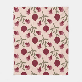 Manta Polar Rama Pomegranada Con Flores Y Frutas