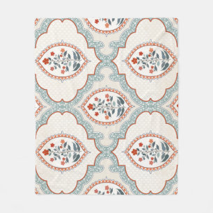 Manta Polar Ramas de flores antiguas, textiles indios.