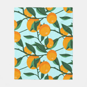 Manta Polar Ramas de naranjas, huella vintage de cítricos.