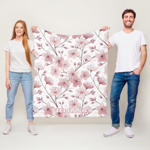 Manta Polar Ramas florales románticas de color rosa