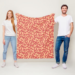 Manta Polar Ramas frondosas rojas patrón continuo