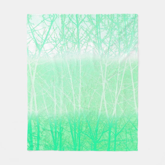 Manta Polar Ramas Verdes Menta Niebla Helada (Anverso)