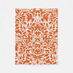 Manta Polar Ramas y hojas de roble, patrón de damasco en oscur